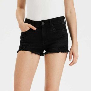 American Eagle AEO Womens Black Jean Shorts Size 2 Next Level Stretch 28" Waist